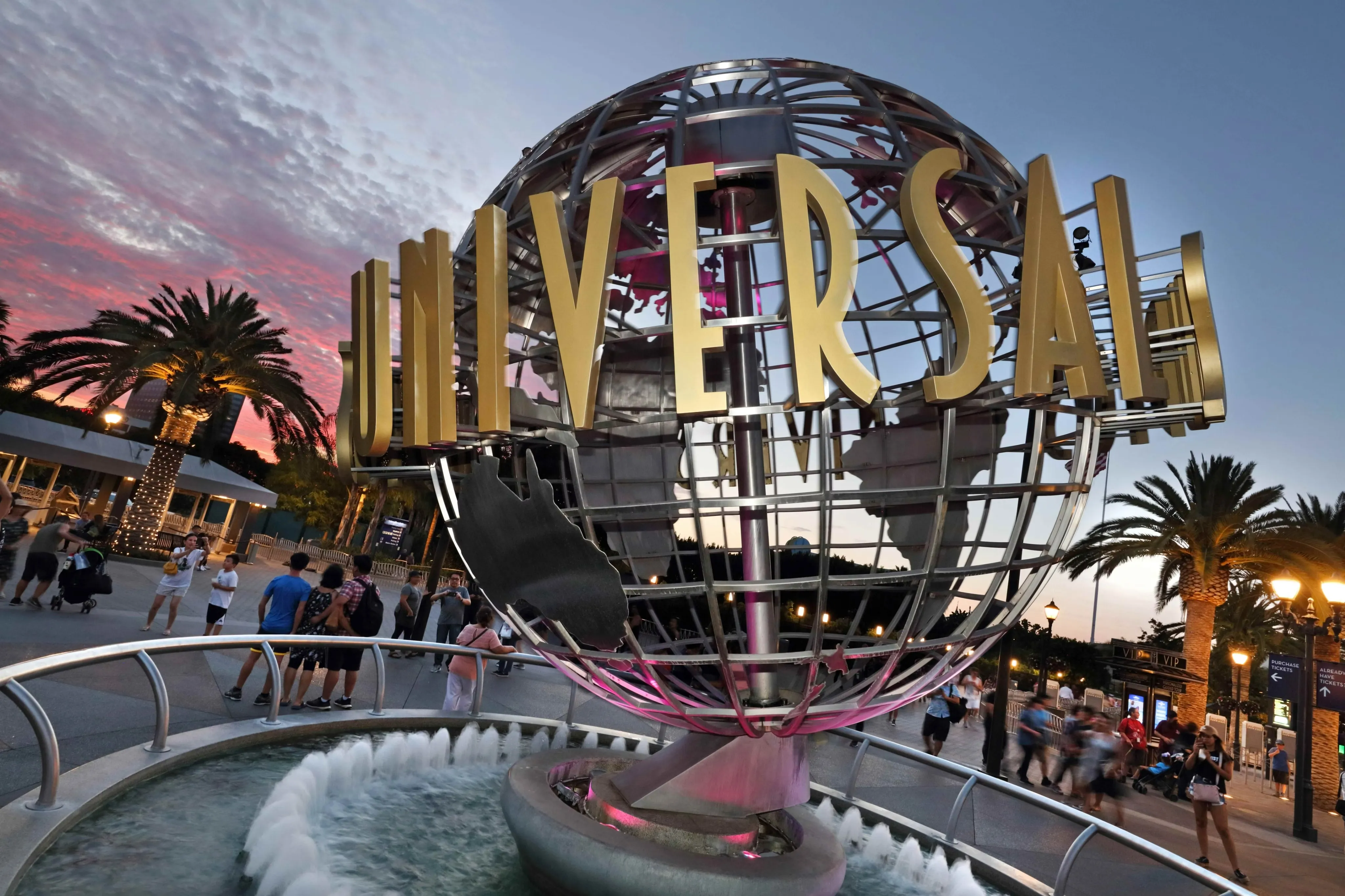 Universal Studios Hollywood globe at the entrance plaza